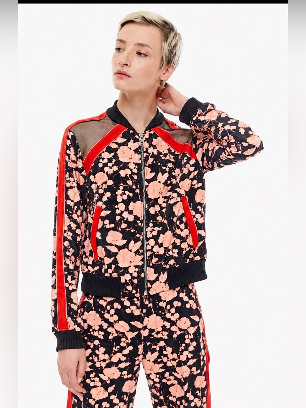 Pinko floral statement bomber jacket size 4